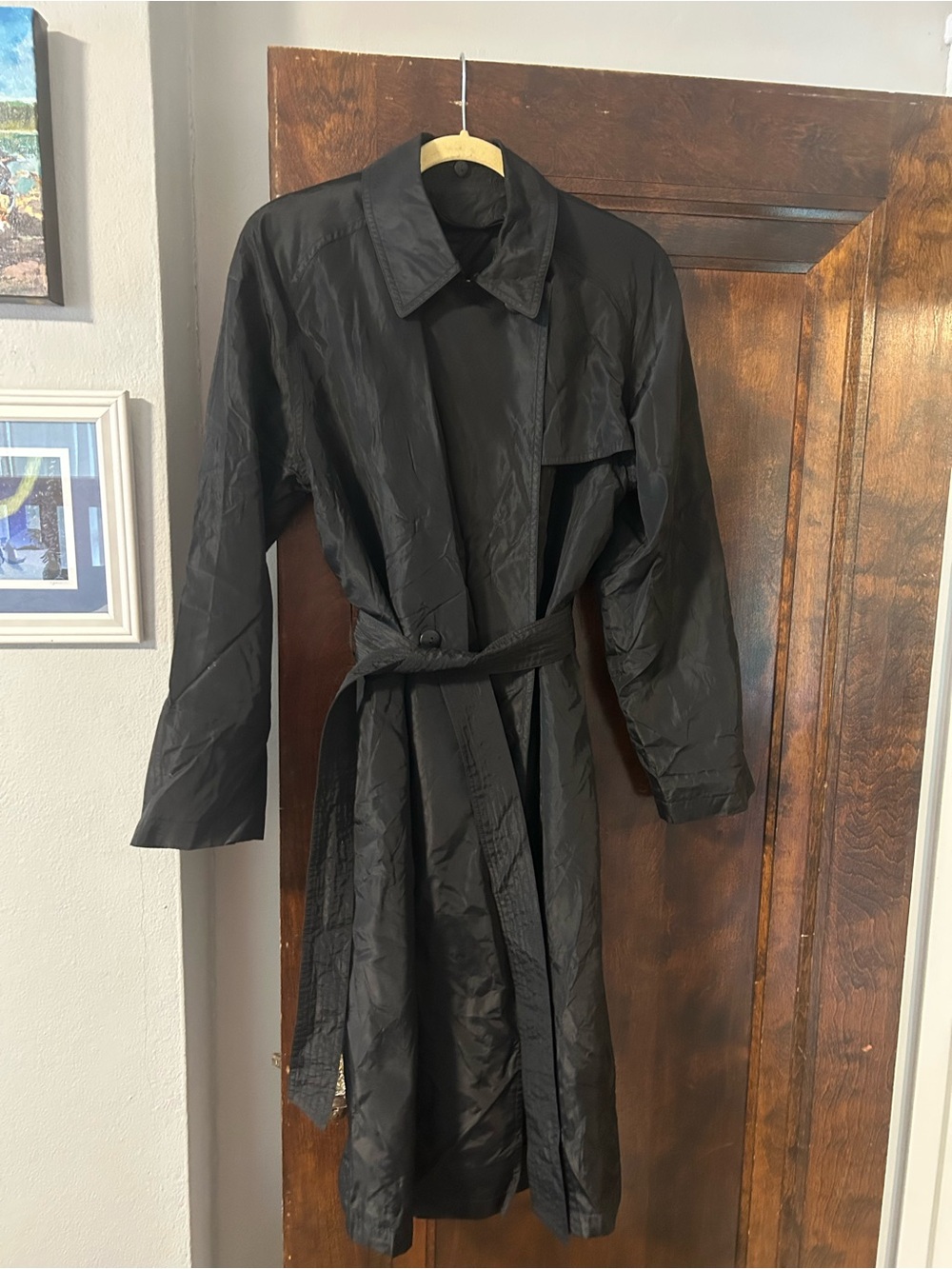 Vintage Drizzle for Neiman Marcus Black Trench Coat, Size 12, Made in USA